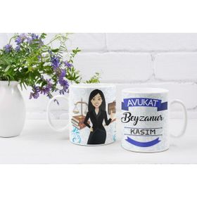 Eylül Design Kişiye Özel İsim Yazılı Avukat Özel Baskı Meslek Kupa Bardak