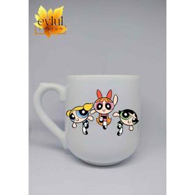Eylül Design Powerpuff Girls Baskılı Lüks Oval Seramik Kupa Bardak