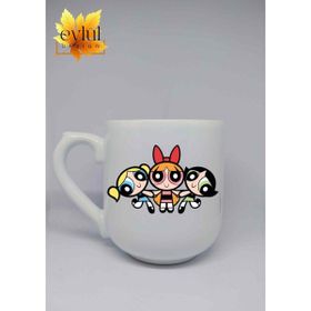 Eylül Design Powerpuff Girls Baskılı Lüks Oval Seramik Kupa Bardak