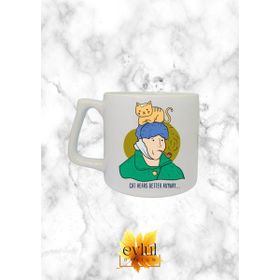 Eylül Design Sanat ve Kediler Van Gogh Özel Tasarım Baskılı Seramik Kupa Bardak