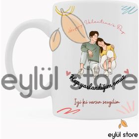 Eylül Design Sevgililer Günü Yazılı Özel Tasarım Baskılı Kupa Bardak
