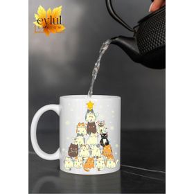 Eylül Design Sevimli Kediler Temalı Sevimli Özel Tasarım Baskılı Kupa Bardak