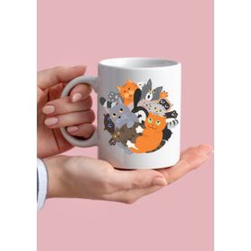 Eylül Design Sevimli Kediler Temalı Sevimli Özel Tasarım Baskılı Kupa Bardak