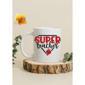 Eylül Design Super Teacher Öğretmen Özel Tasarım Baskılı Kupa Bardak