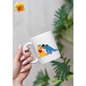 Eylül Design Winnie the Pooh Temalı Sevimli Eğlenceli Özel Tasarım Baskılı Kupa Bardak Hediye Bardak