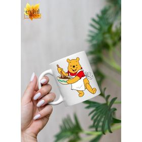 Eylül Design Winnie the Pooh Temalı Sevimli Eğlenceli Özel Tasarım Baskılı Kupa Bardak Hediye Bardak