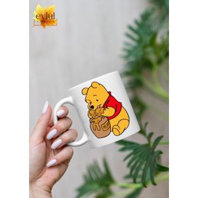 Eylül Design Winnie the Pooh Temalı Sevimli Eğlenceli Özel Tasarım Baskılı Kupa Bardak Hediye Bardak