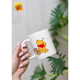 Eylül Design Winnie the Pooh Temalı Sevimli Eğlenceli Özel Tasarım Baskılı Kupa Bardak Hediye Bardak