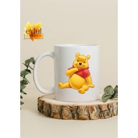 Eylül Design Winnie The Pooh Temalı Sevimli Eğlenceli Özel Tasarım Kupa Bardak