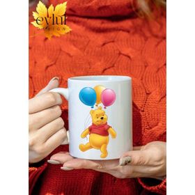 Eylül Design Winnie The Pooh Temalı Sevimli Eğlenceli Özel Tasarım Kupa Bardak