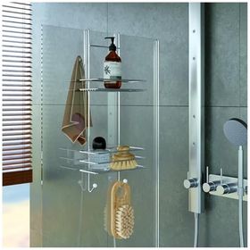 EYM LM-065 Tekno Tel Asmalı 2 Katlı Düz Banyo Krom Duşakabin Rafı