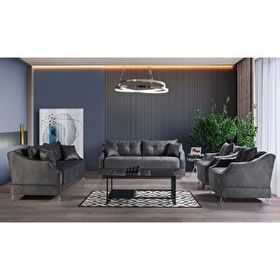 Eymense Almoda Çekyatlı Koltuk Takımı Koyu Gri 3+3+1+1 Çekyat