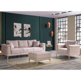 Eymense Gest Krem 3+1+Puf Koltuk Takımı
