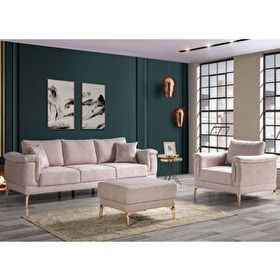 Eymense Gest Krem 3+1+Puf Koltuk Takımı