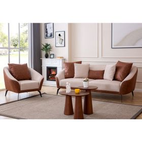 Eymense Leia Modern Nubuk Sırtlı Keten Krem 3+1 Koltuk Takımı