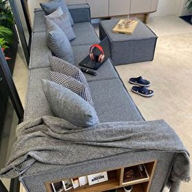 Eymense Miller Soft Kitaplıklı Gri 4 Modül Modüler Köşe Koltuk Takımı