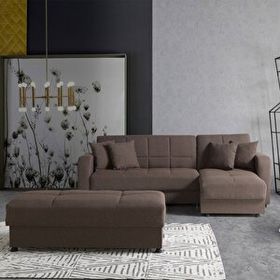 Eymense Roma Çekyatlı Puflu Yataklı Köşe Koltuk Takımı
