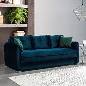 Eymense Torino Çekyatlı Yeşil Üçlü Kanepe Çekyat