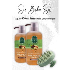 Eyüp Sabri Tuncer 2x600 ml Argan Yağlı Duş Jeli ve Yeşil Masaj Şampuan Fırçası