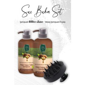 Eyüp Sabri Tuncer 2x600 ml Doğal Argan Yağlı Duş Jeli ve Siyah Masaj Şampuan Fırçası
