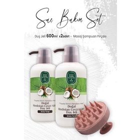 Eyüp Sabri Tuncer 2x600 ml Hindistan Cevizi Duş Jeli ve Pembe Masaj Şampuan Fırçası