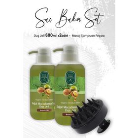 Eyüp Sabri Tuncer 2x600 ml Macadamia Duş Jeli ve Siyah Masaj Şampuan Fırçası