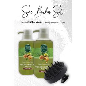Eyüp Sabri Tuncer 2x600 ml Macadamia Duş Jeli ve Siyah Masaj Şampuan Fırçası