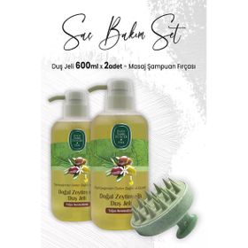 Eyüp Sabri Tuncer 2x600 ml Zeytinyağlı Yağlı Duş Jeli + Yeşi Masaj Şampuan Fırçası