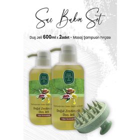 Eyüp Sabri Tuncer 2x600 ml Zeytinyağlı Yağlı Duş Jeli + Yeşi Masaj Şampuan Fırçası