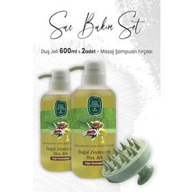 Eyüp Sabri Tuncer 2x600 ml Zeytinyağlı Yağlı Duş Jeli + Yeşi Masaj Şampuan Fırçası