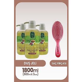 Eyüp Sabri Tuncer 3x600 ml Zeytinyağlı Duş Jeli + Saç Fırçası