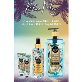 Eyüp Sabri Tuncer Blue Moon 750 ml Duş Jeli + 250 ml Blue Moon Vücut Spreyi + Blue Moon 2x50 ml El ve Vücut Kremi