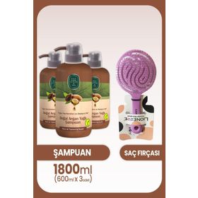 Eyüp Sabri Tuncer Doğal Argan Yağlı 3x600 ml Şampuan + Saç Fırçası