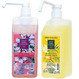 Eyüp Sabri Tuncer Japon Kiraz Çiçeği Sprey 1 lt + Klasik Limon Sprey Başlık 1 lt Kolonya