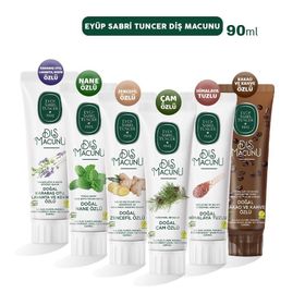 Eyüp Sabri Tuncer Karbonlu + Cevizli + Himalayalı + Kakaolu + Lavantalı + Naneli 6x90 ml Diş Macunu