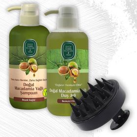 Eyüp Sabri Tuncer Macadamia 600 ml Şampuan + 600 ml Duş Jeli + Siyah Masaj Şampuan Fırçası