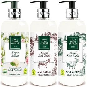 Eyüp Sabri Tuncer Model 16 500 ml Eşek Sütü + Keçi Sütü ve Beyaz Sabun 3'lü Sıvı Sabun