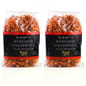Ezgi 350 gr Kırmızı Mercimek Vegan Unlu Çubuk Makarna (2 adet)