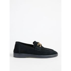 F By Fabrika Helga Siyah Deri Kadın Loafer Ayakkabı