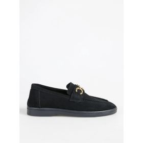 F By Fabrika Helga Siyah Deri Kadın Loafer Ayakkabı