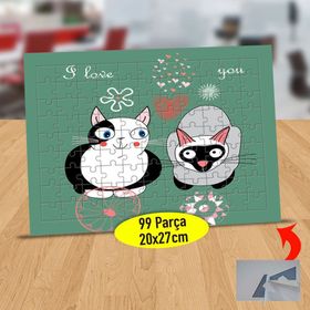 F4FBC I Love You Romantik Kediler 99 Parça Puzzle Yapboz Tablo
