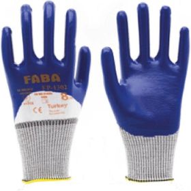 Faba EP-1302 Mavi 3-4 Kaplı Örme Nitril Eldiven