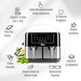 Fabcio V2 Duo 9 lt Dokunmatik Ekran Çift Hazneli Airfryer