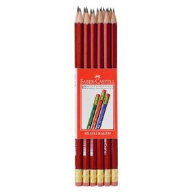 Faber Castell 12'li Kırmızı Silgili Kurşun Kalem