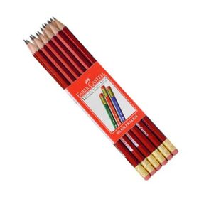 Faber Castell 12'li Kırmızı Silgili Kurşun Kalem