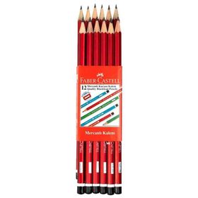 Faber Castell 12'Li Mercanlı Kırmızı Kalem