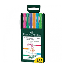 Faber-Castell 1425 0.7 mm 6 Adet Renkli Tükenmez Kalem