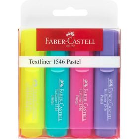 Faber Castell 1546 Şeffaf Gövde Pastel Renkler 4'lü Fosforlu Kalem