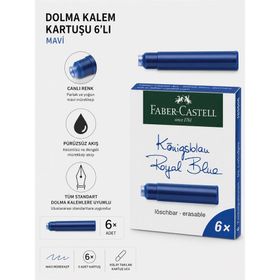 Faber Castell 18550 6'lı Mavi Dolma Kalem Kartuşu
