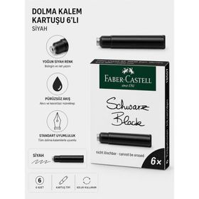 Faber Castell 18550 6"lı Siyah Dolma Kalem Kartuşu